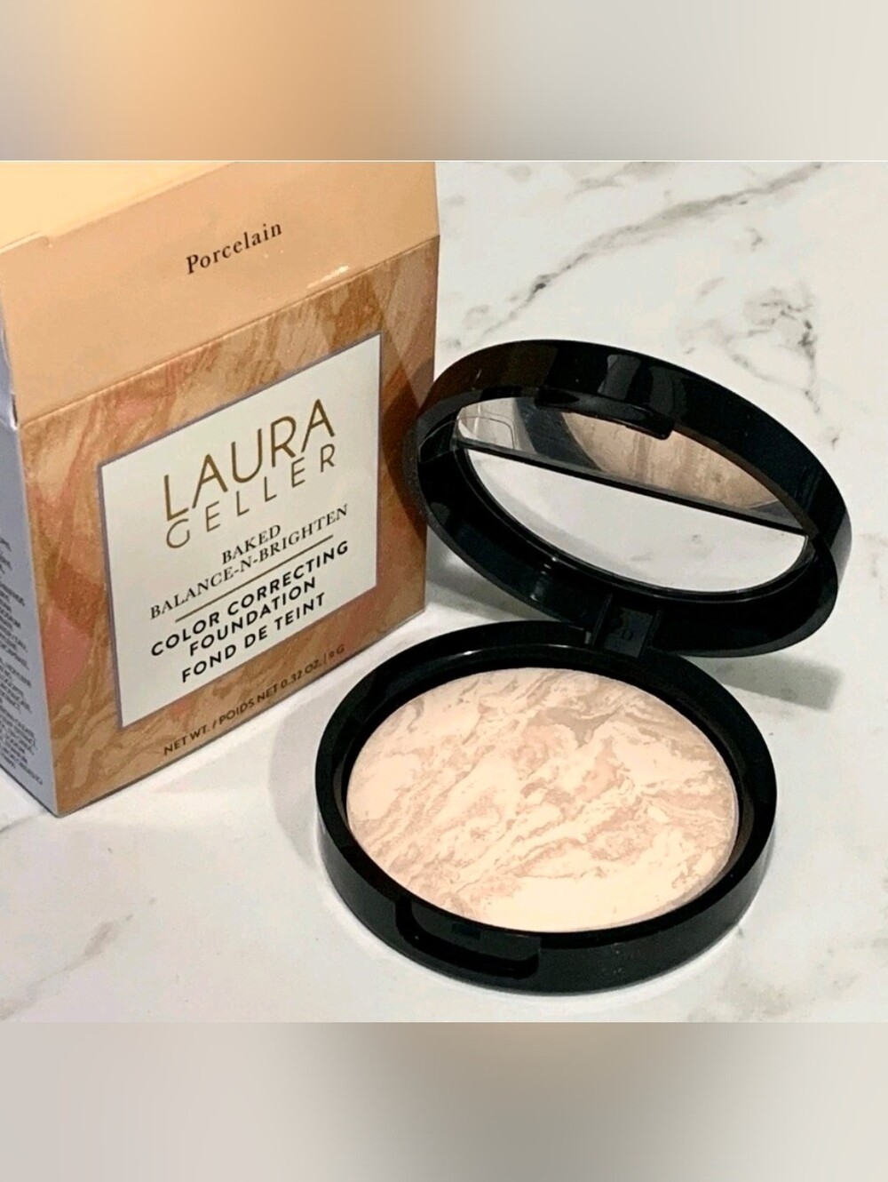 NIB Laura Geller Baked Balance-N-Brighten Color Correct Foundation PORCELAIN
